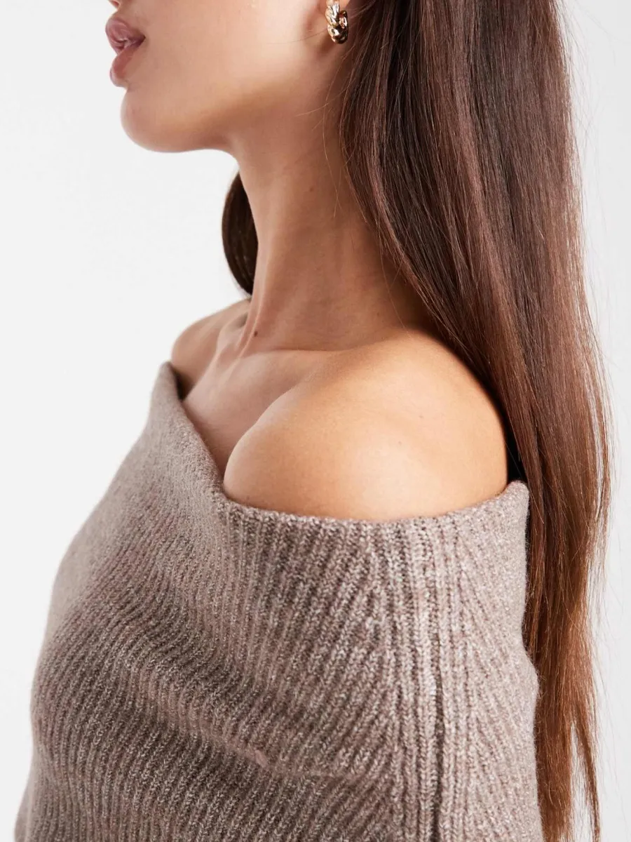 Off-Shoulder Ribbed Sweater
