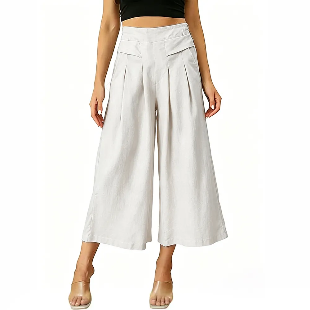 Women's Cotton-Linen Wide-Leg Pants