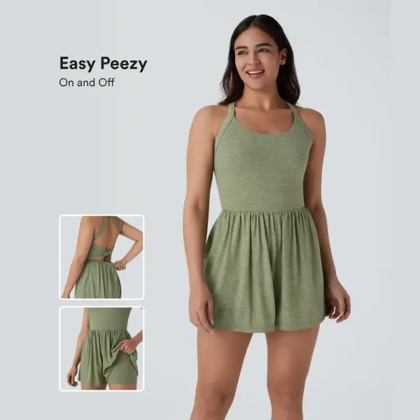 Women’s Backless Twisted Romper – 2-in-1 with Pocket