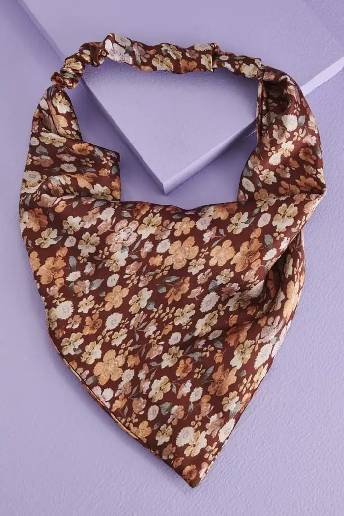 BROWN DITSY FLORAL HAIR SCARF