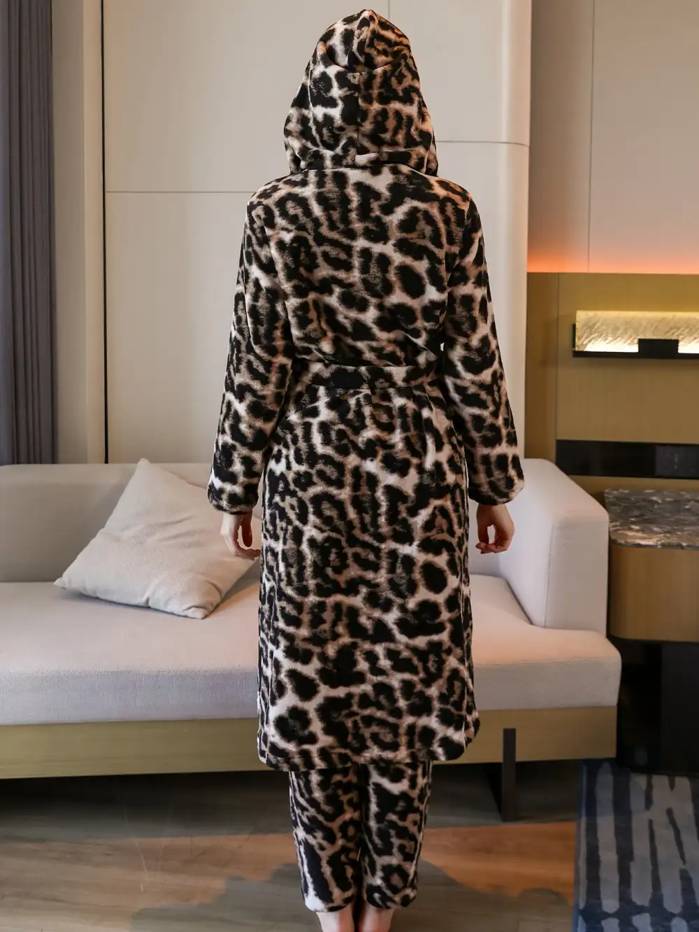 Leopard Hooded Fleece Robe
