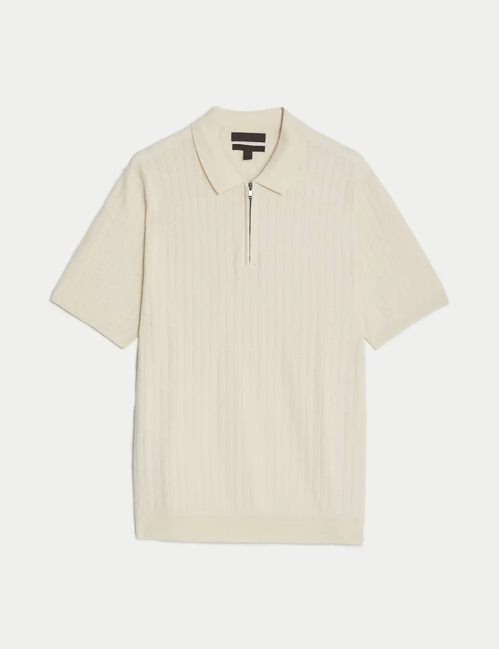 Men's Pink Textured Knit Quarter Zip Polo