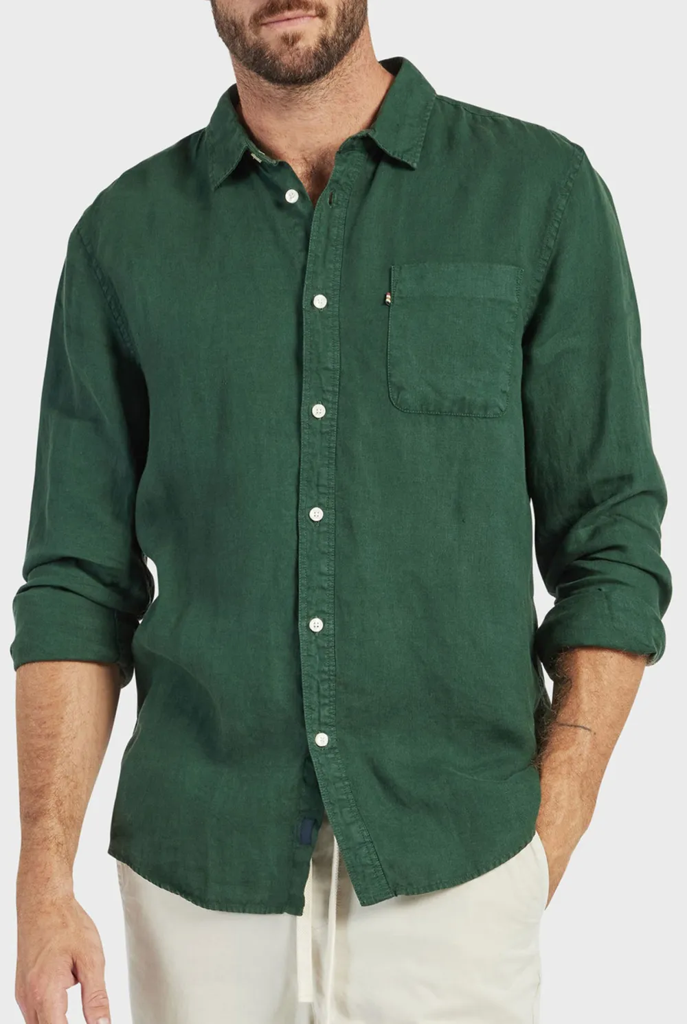 Hampton Linen Shirt-Ash grey