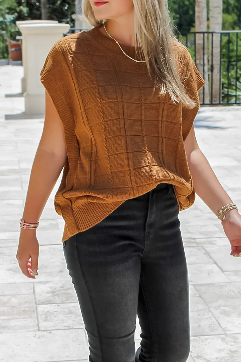 Brown Waffle Vest