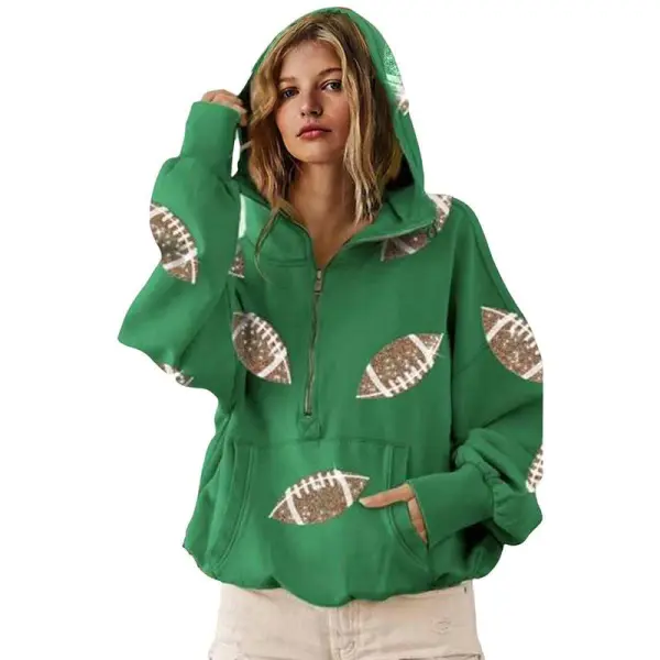 Women Oversized Game Day Hoodie – Sparkle, Comfort & Team Spirit!