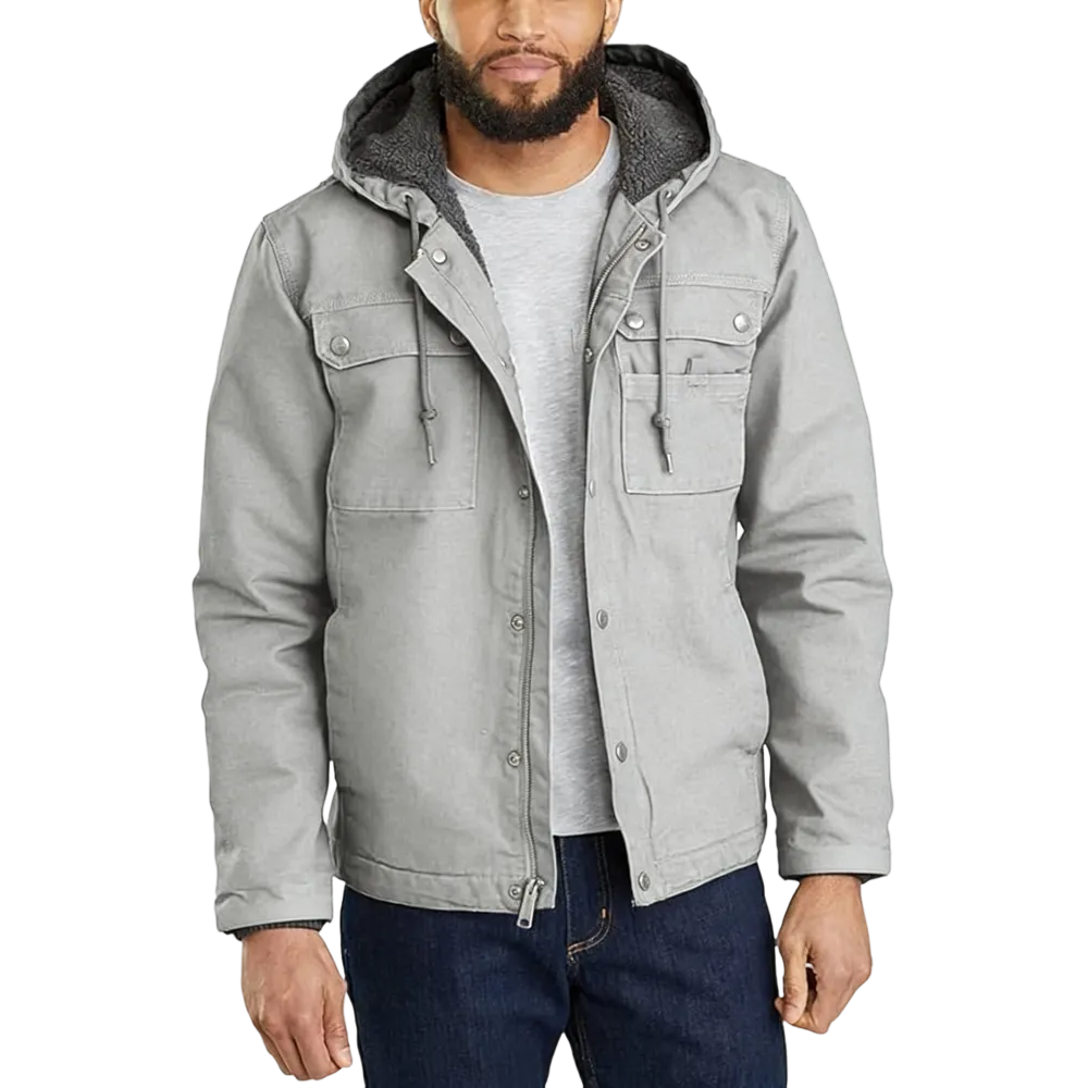 Men's Relaxed Fit Washed Duck Sherpa-Lined Utility Jacket