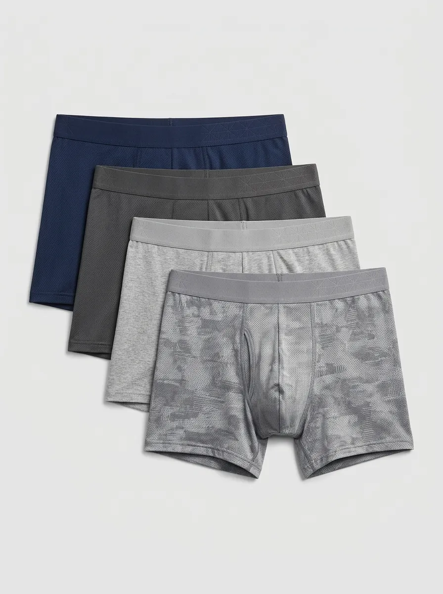 Rugged Mesh Camo Breathable Modern Look Men's Four Pack Boxer Briefs