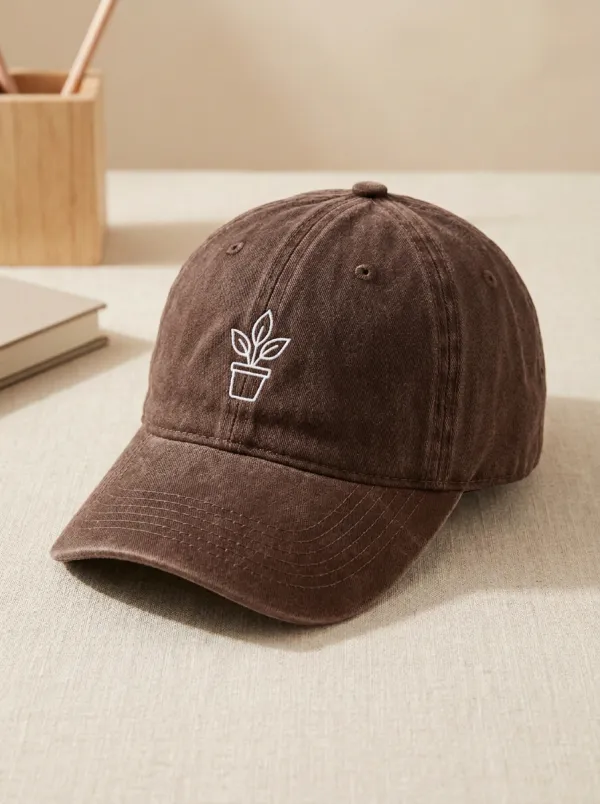 Modern Plant-Lover Embroidered Potted-Plant Unisex Baseball Cap