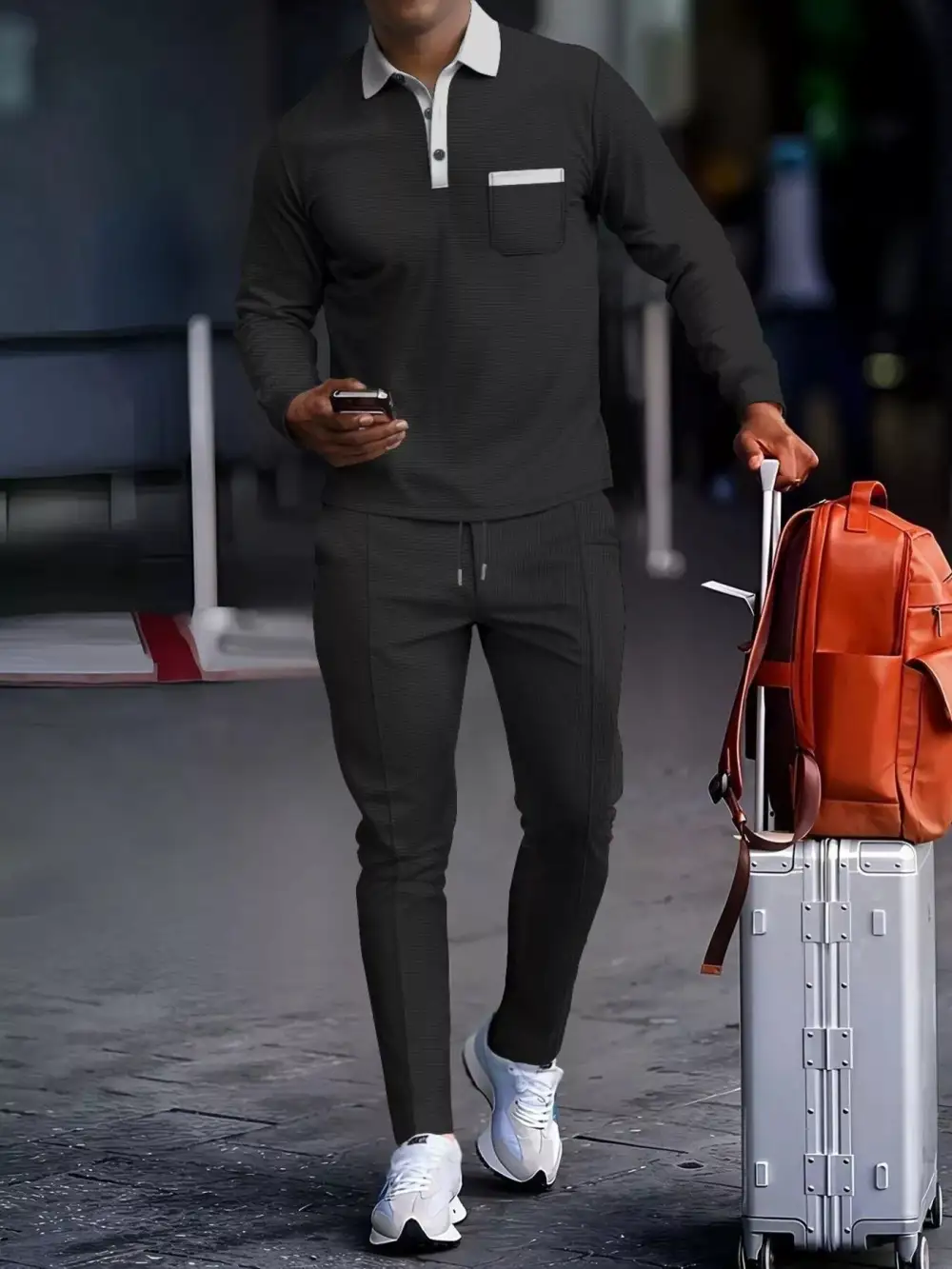 Men's Full Size Long Sleeve Top and Pants