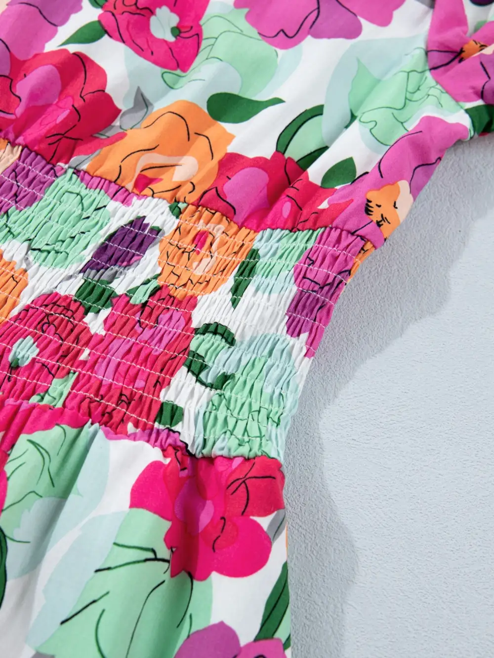 Polished Detail Floral Printed V Neck Dress