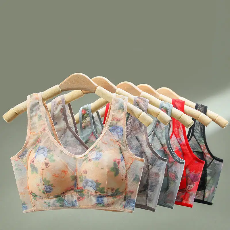 Mesh Wireless Bra Flower Bra