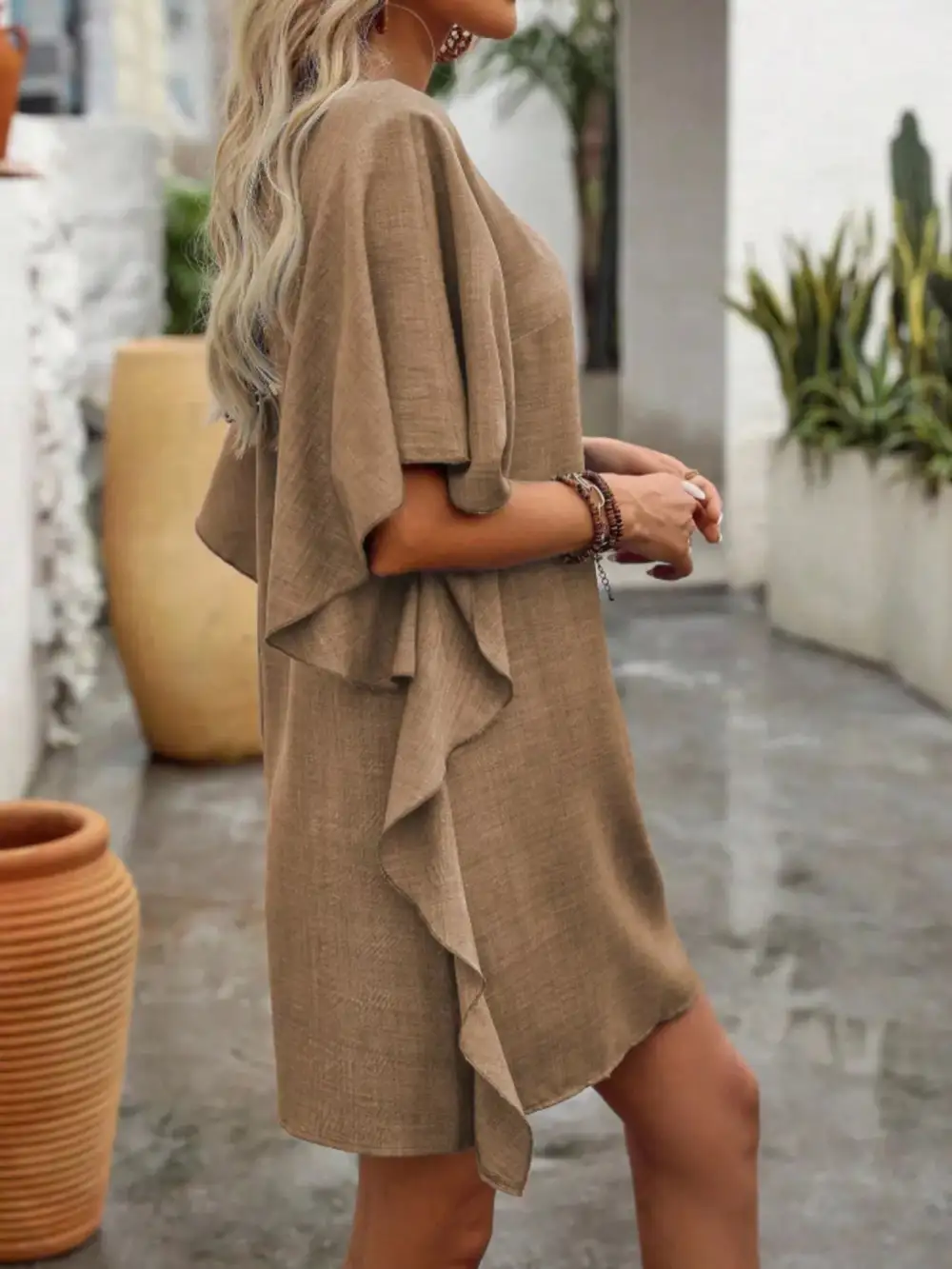 V Neck Mini Dress
