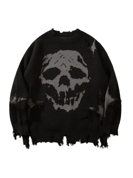 Men's Ripped Drop Shoulder Sweater, Loose Casual Street Soft Comfy Long Sleeve Round Neck Jumper for Fall, Fashion Men's Knitwear for Daily Wear