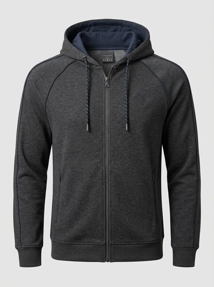 Men's Modern Geometric Hooded Zip-Up Sports Jacket