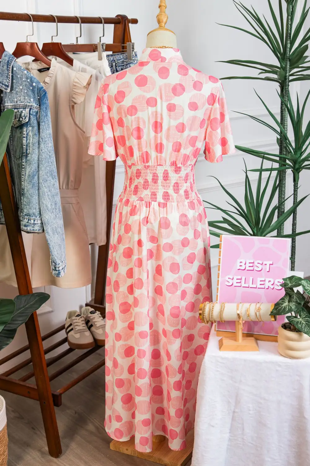 Polka Dot Printed Zip Front Dress Casual
