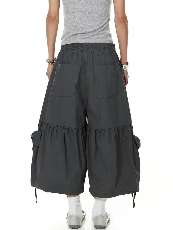 Wide-Leg Bow-Detail Cargo Pants