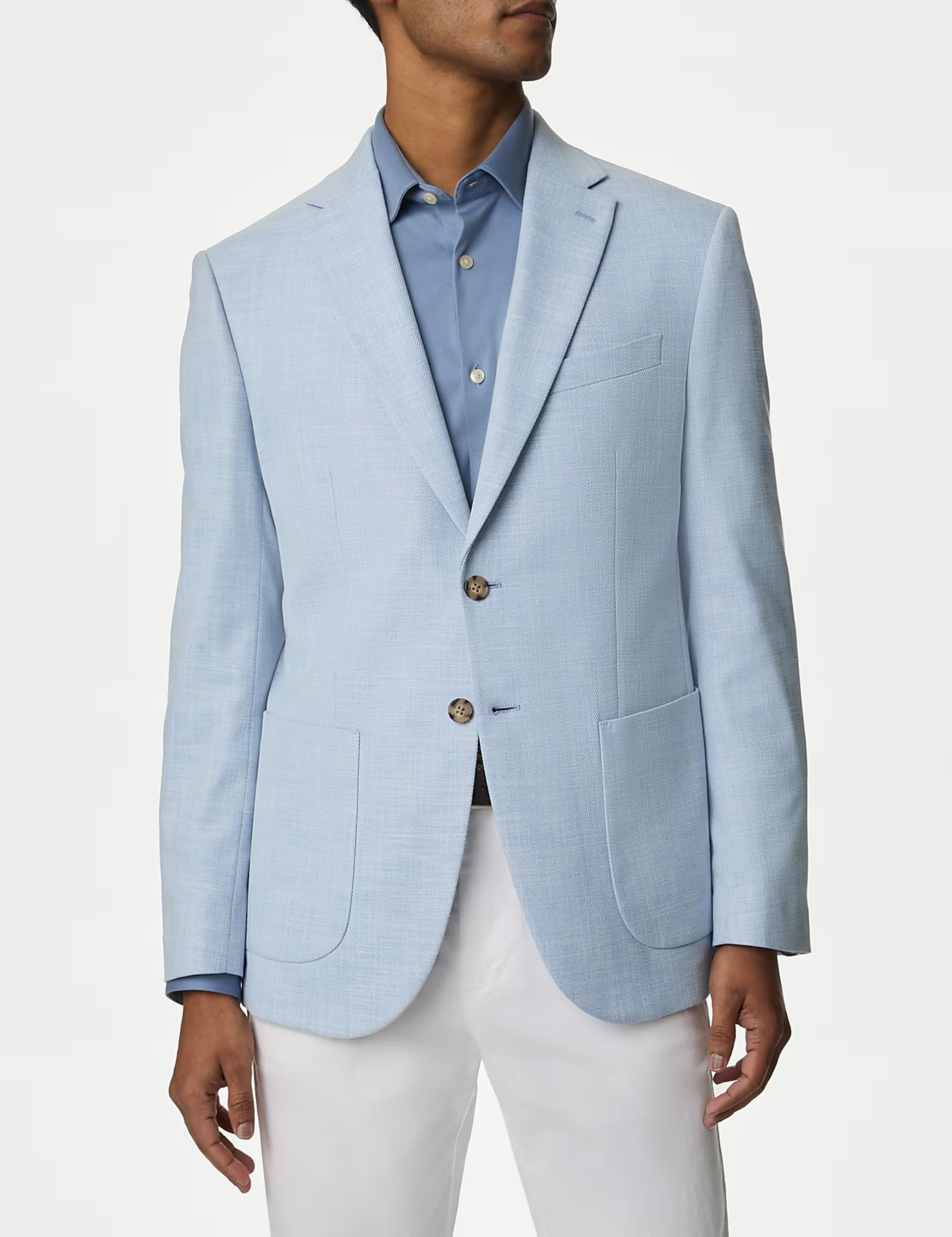 Men's Light Pink Textured Single Breasted Blazer