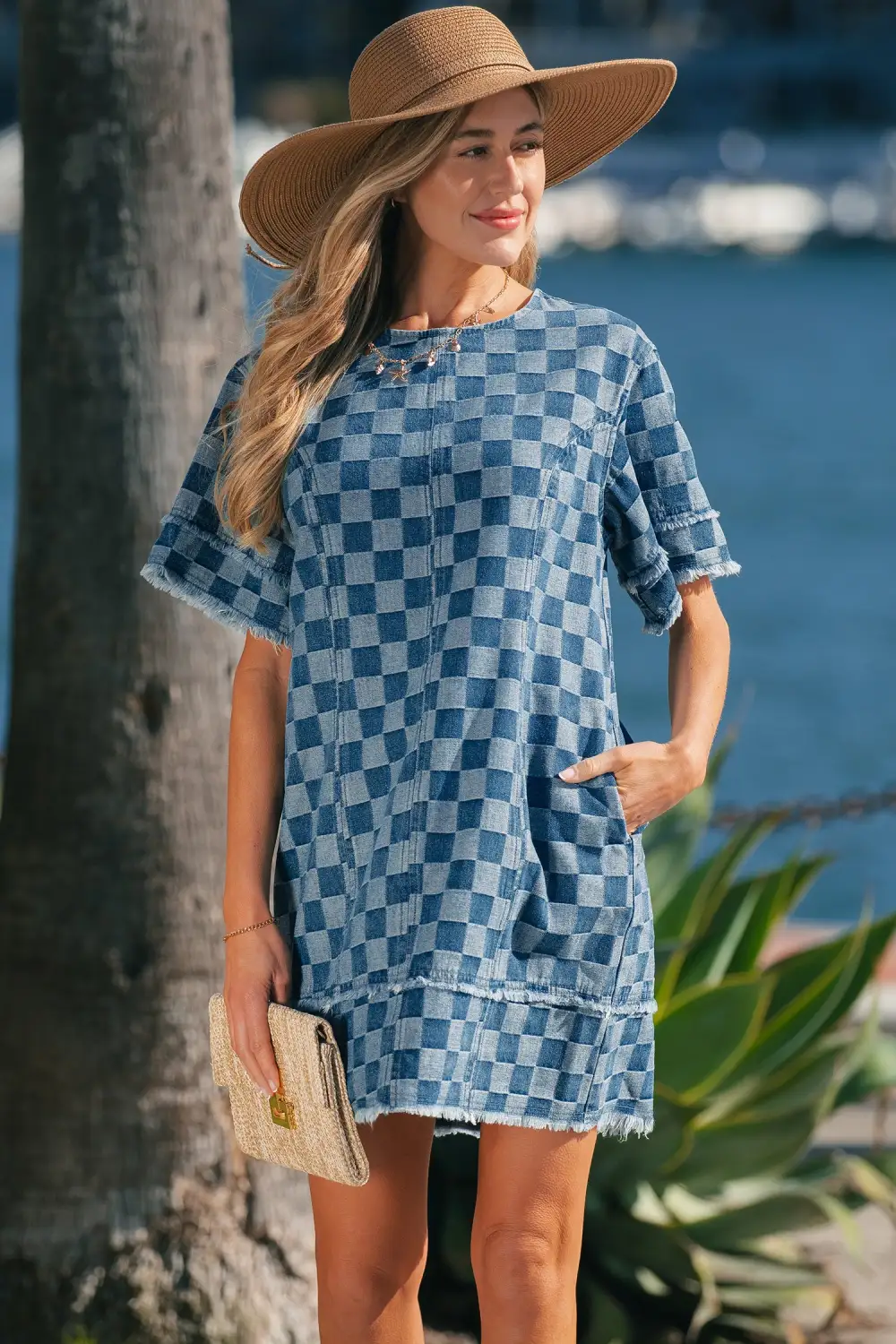 Plaid Denim Mini Dress