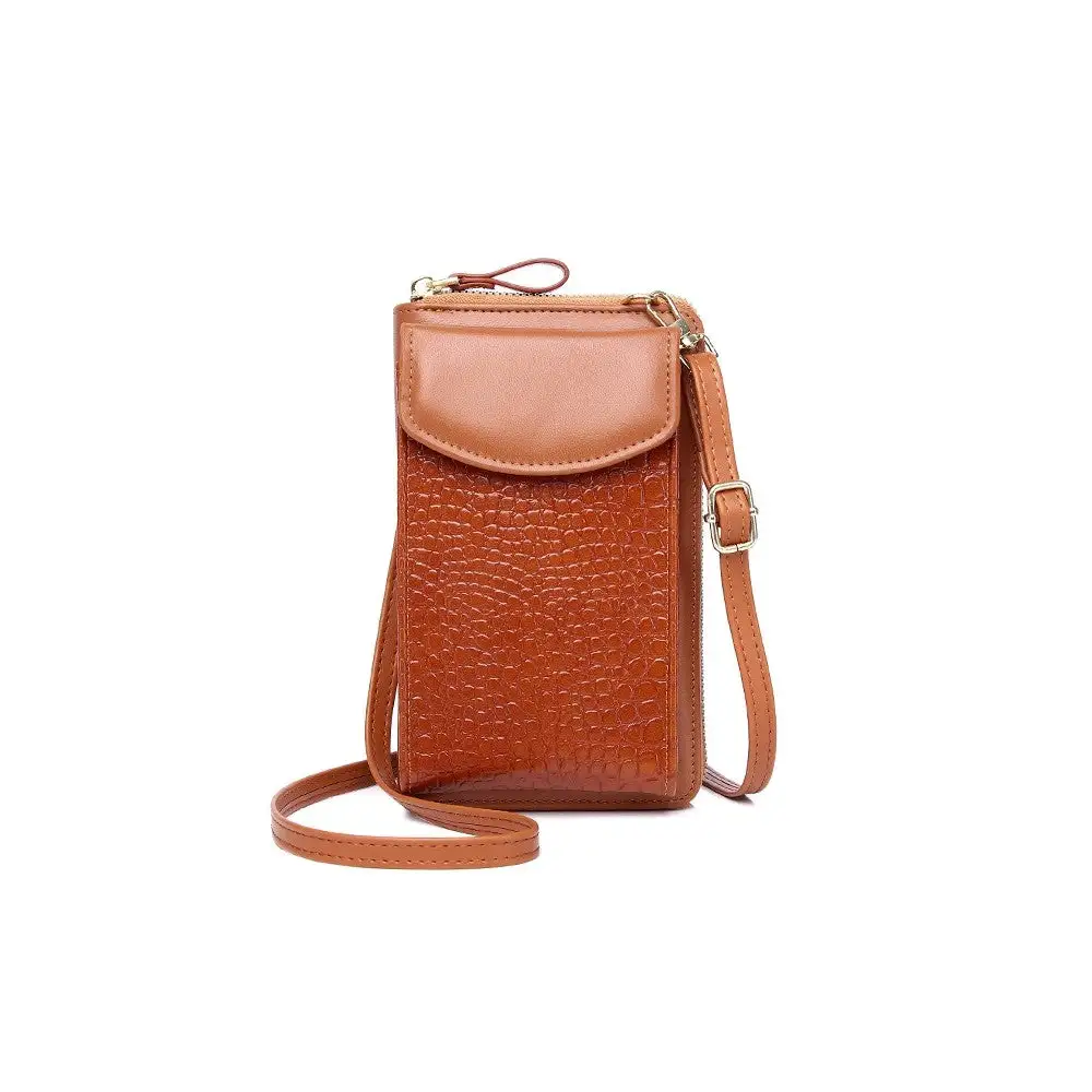 Pu Leather Solid Alligator Grain Mini Purse Cell Phone