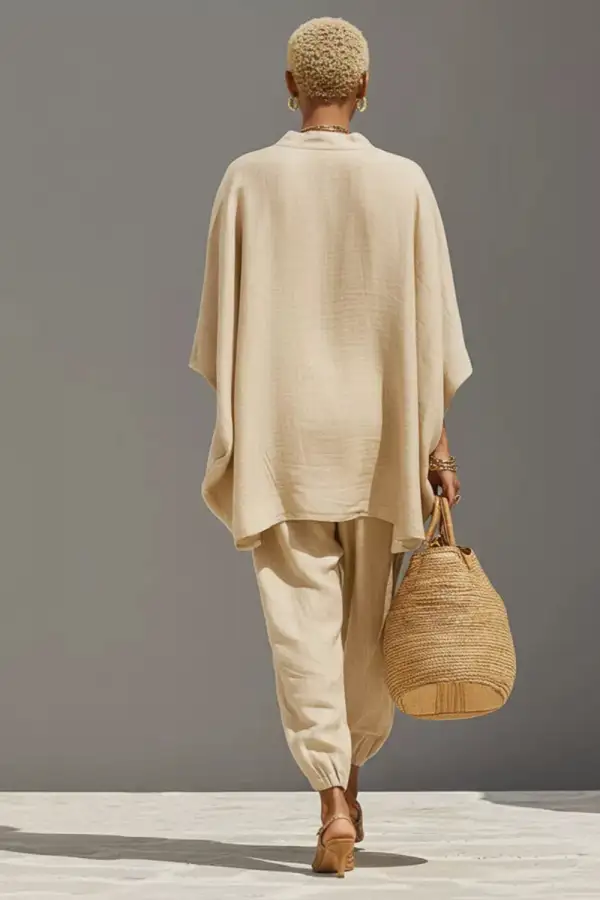 Relaxed Fit Top and Pants Two Piece Set