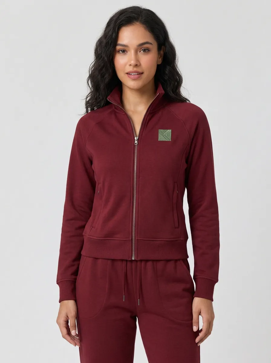 Women's Off-White Zip-Up Jacket & Jogger Set