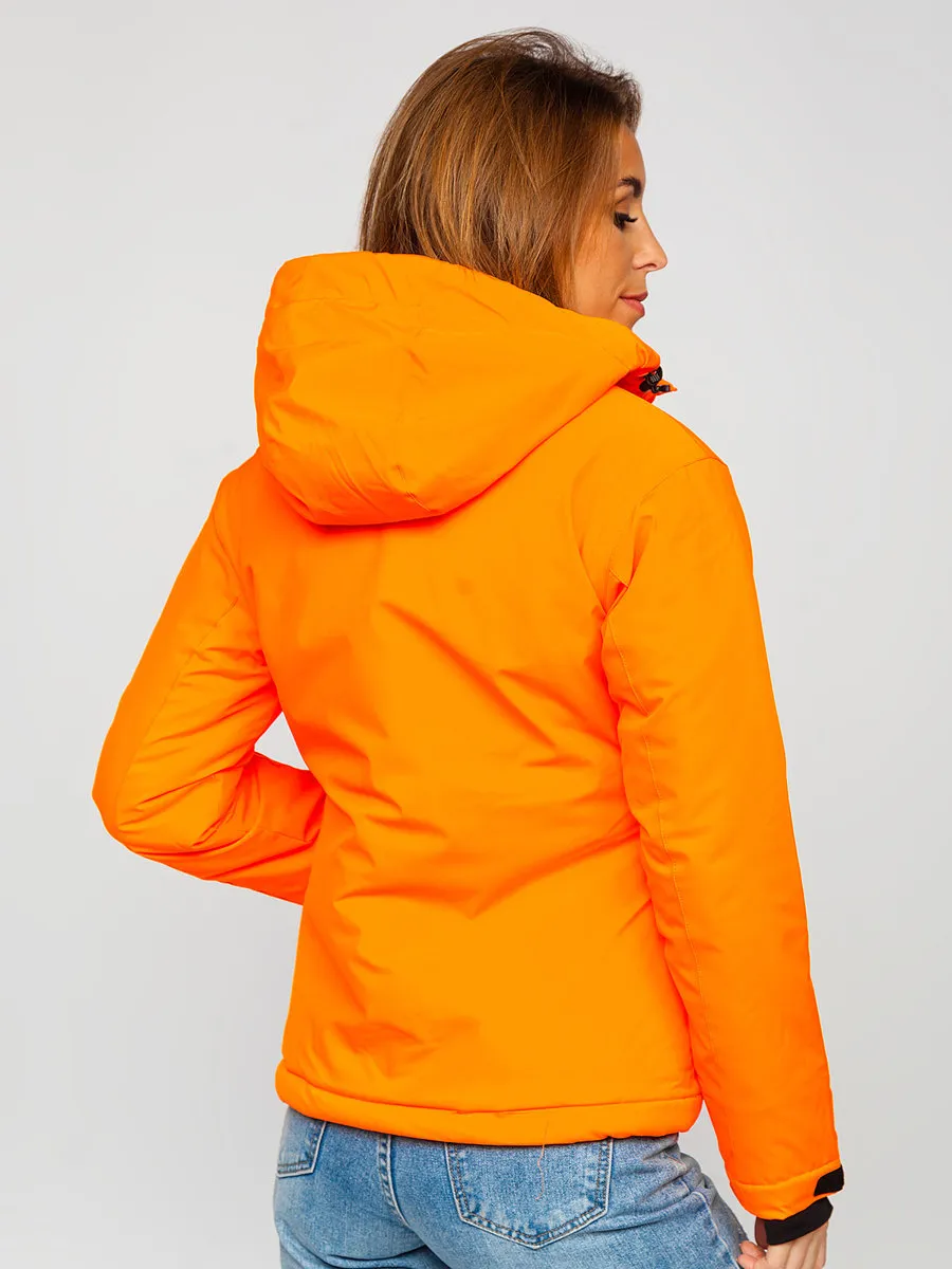 Orange women's winter ski jacket