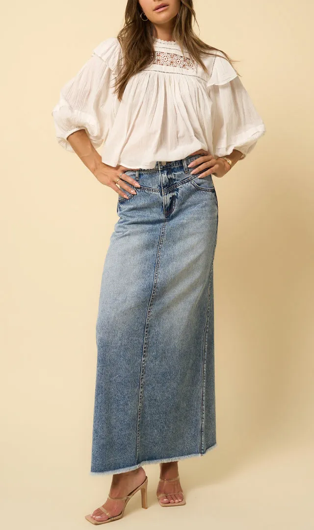 High Rise Flared Maxi Skirt