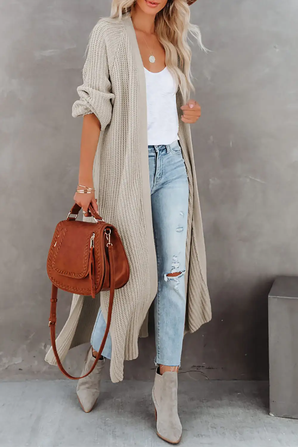Soft Knit Open Front Longline Cardigan