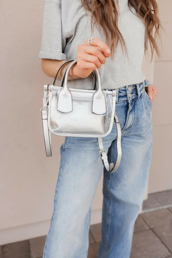 Top-Handle Structured Clear Satchel Bag