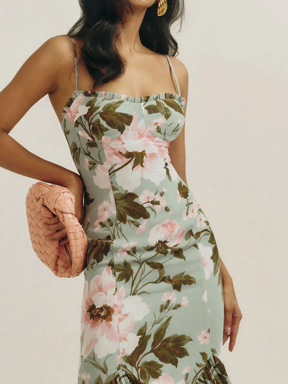 Spaghetti Strap Floral Midi Dress