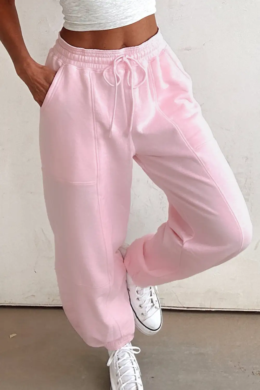 Drawstring Patchwork Jogger Pants