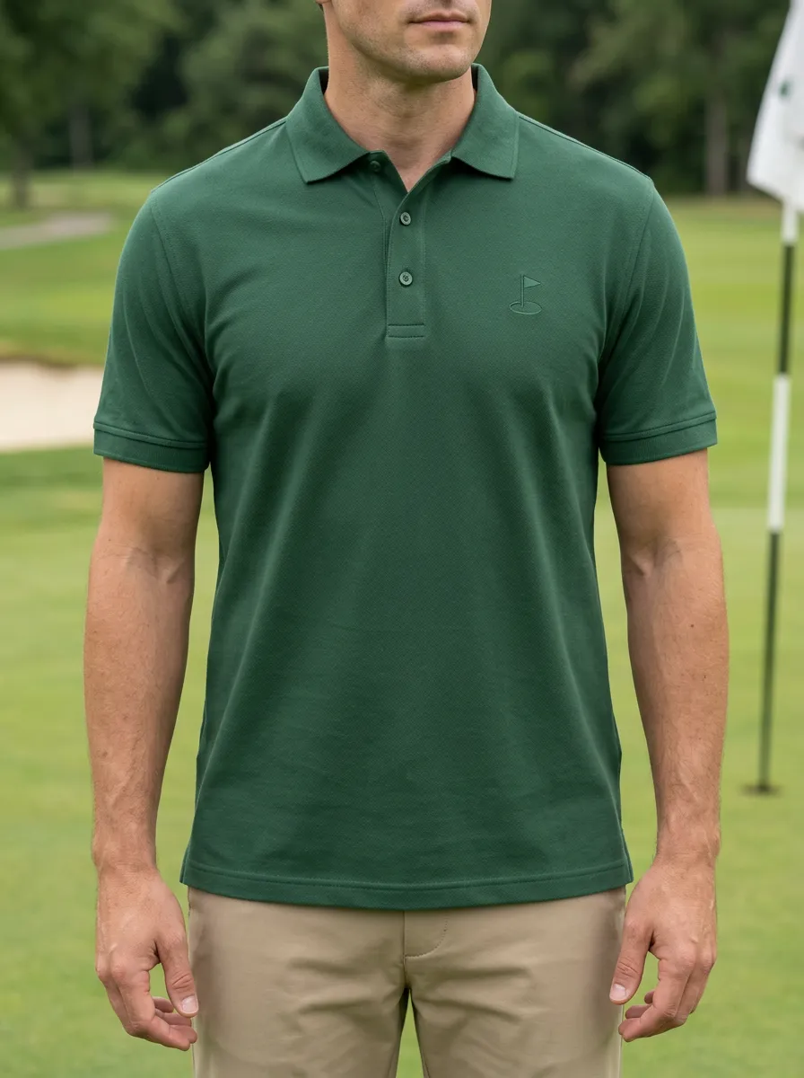Streamlined Flag-Motif Embroidered Golf Polo Shirt