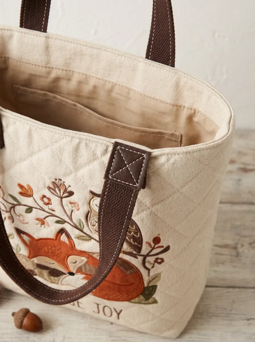 Woodland Animal Lover Fox and Owl Printed Tote Bag