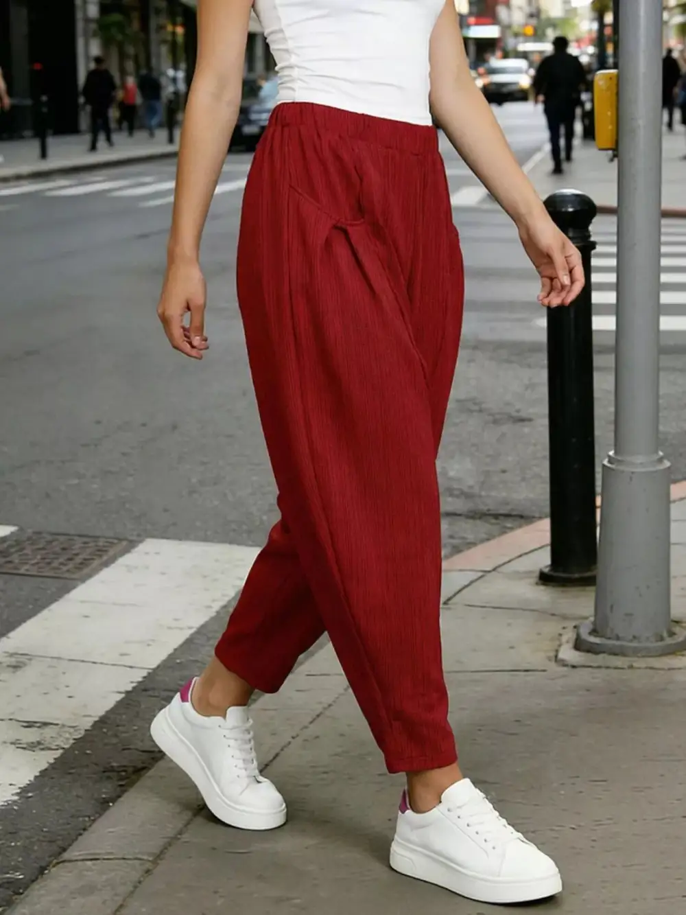 Plus Size Elastic Waist Harem Pants