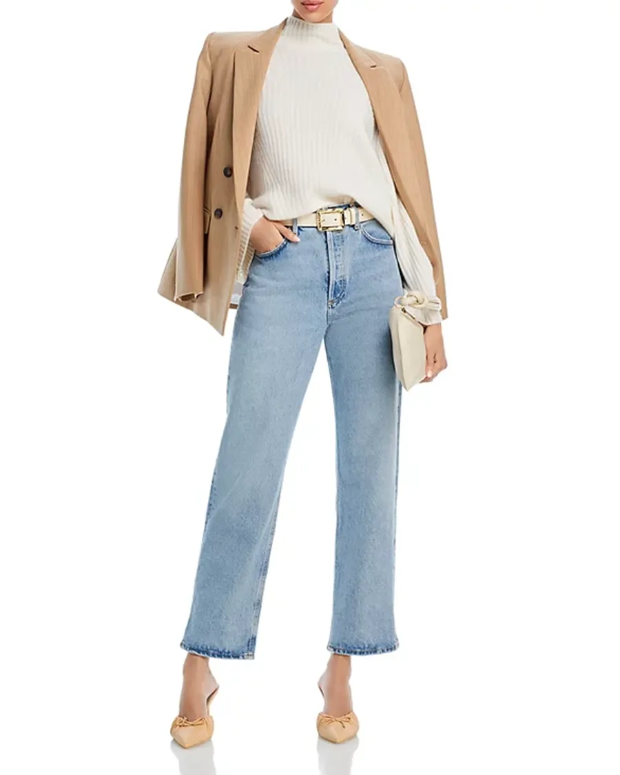 Cashmere Rib Knit Bell Sleeve Turtleneck Sweater