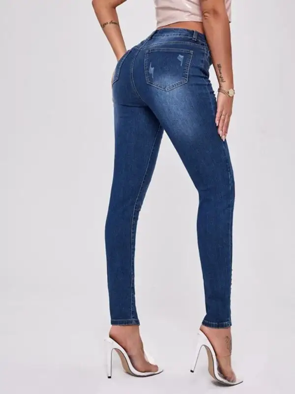High Waist Slit Stretch Denim Jeans