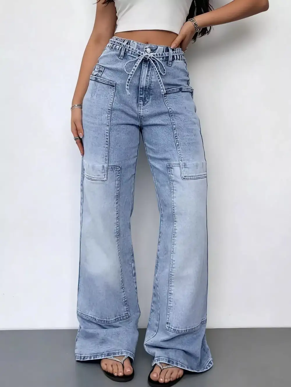 Classic Wide Leg Denim Jeans