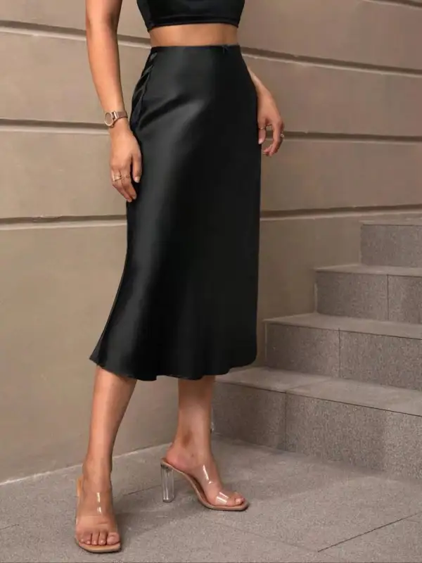 Simple Satin Midi Skirt