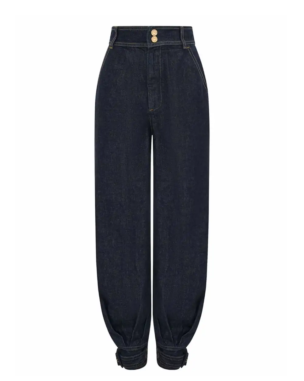 Modern Denim Capelet and High-Waist Tapered Pants Two-Piece Set