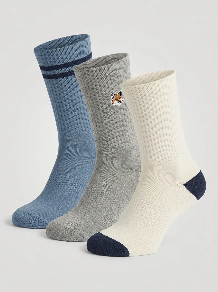 Striped Fox Men's Three-Pair Crew Socks