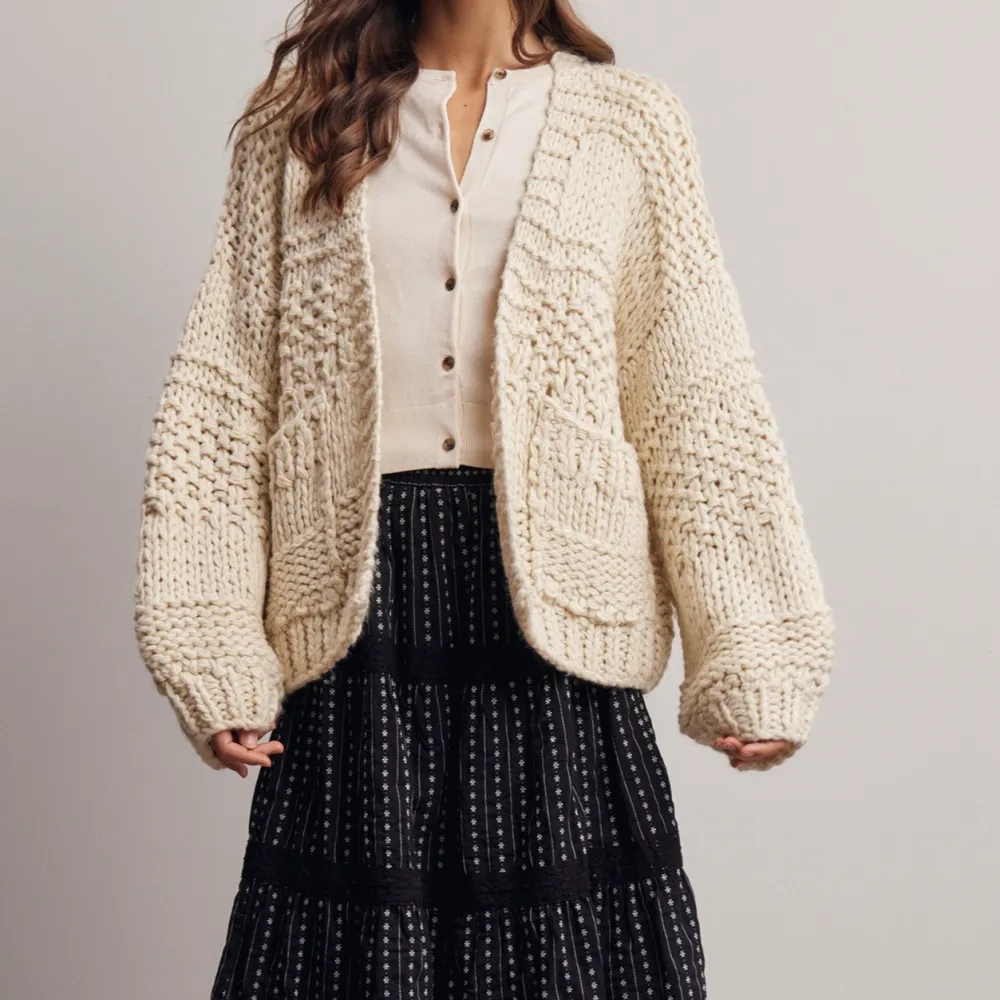 Open Front Chunky Knit Ribbed Cardigan