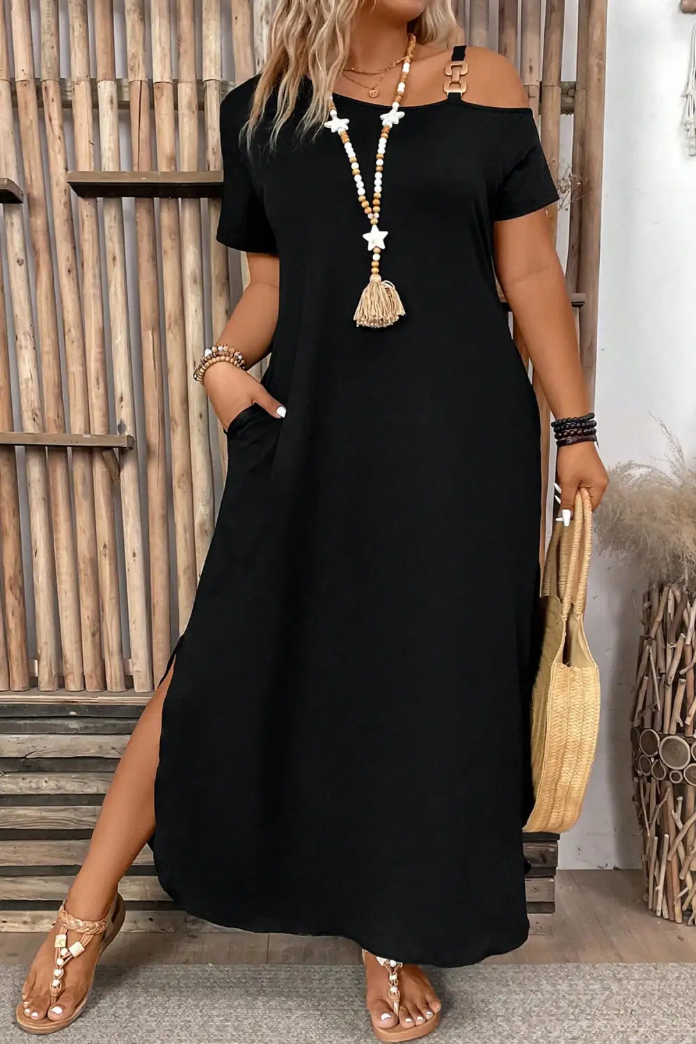 Clean Line Short Sleeve Maxi Dress