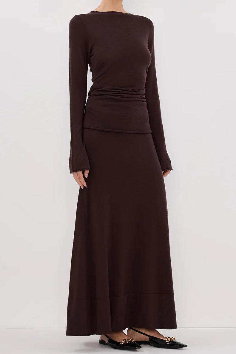 BITTER CHOC MERINO KNIT TOP