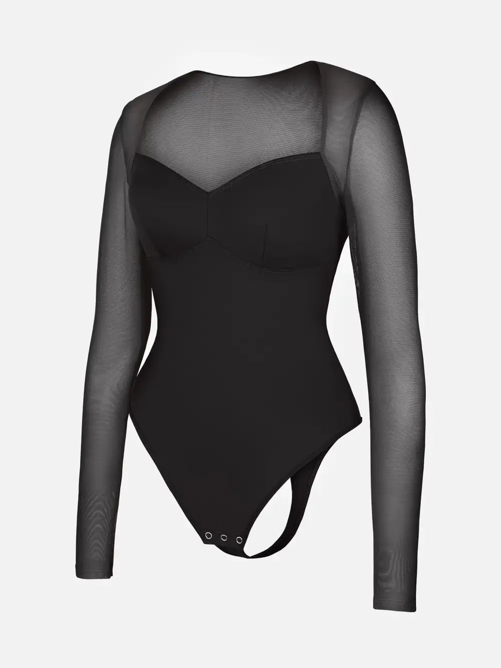 Mesh Panel V Neck Shaping Bodysuit