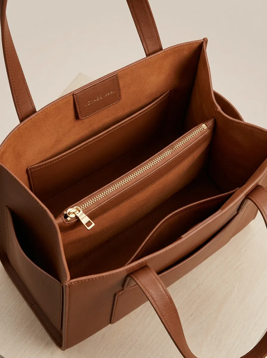 Women's Textured Open-Top Dual-Handle Tote Bag