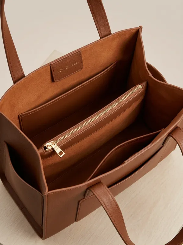 Women's Textured Open-Top Dual-Handle Tote Bag