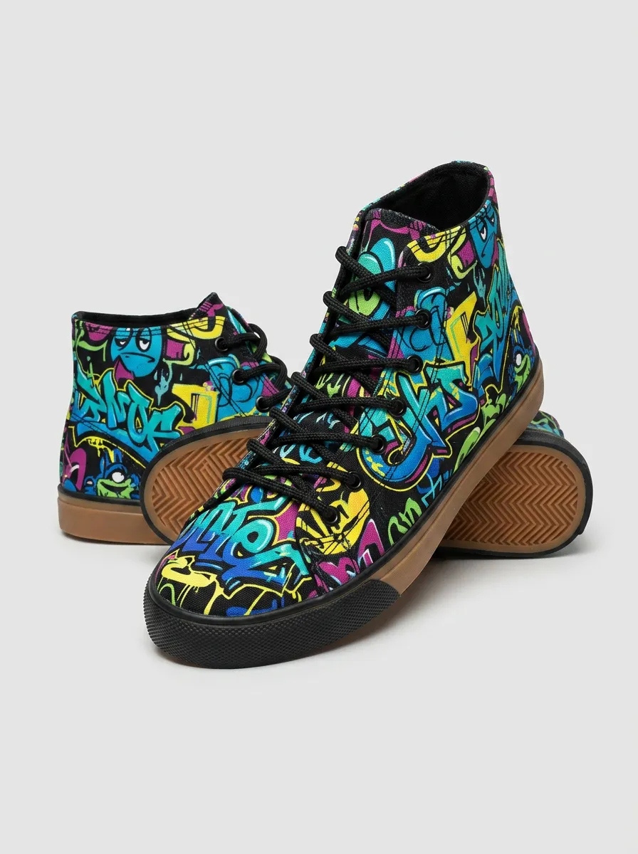 Everyday Street Art Graffiti Colorful Printed Canvas Shoes