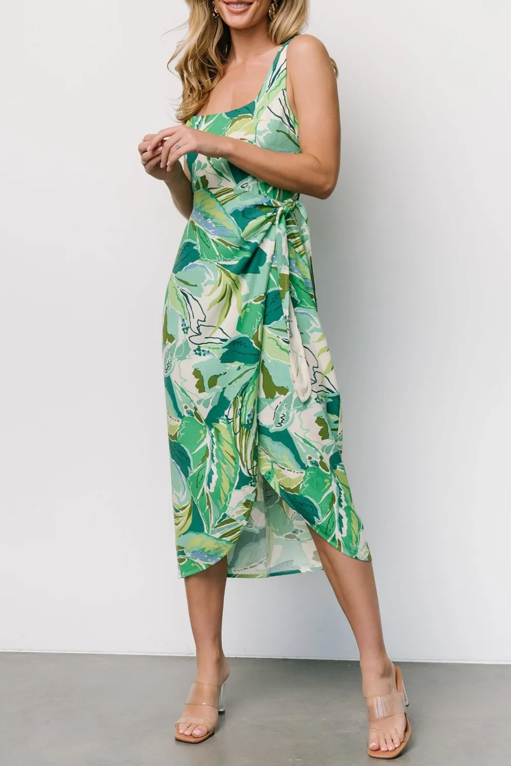 Casual A-Line Linen Blend High-Waist Dress