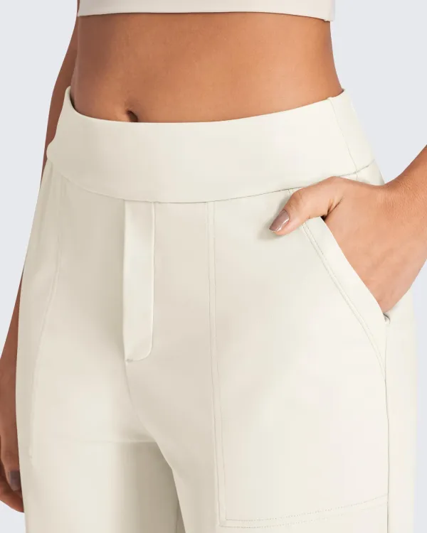 Women's High Elasticity Midrise Straight Leg Pants - Ivory