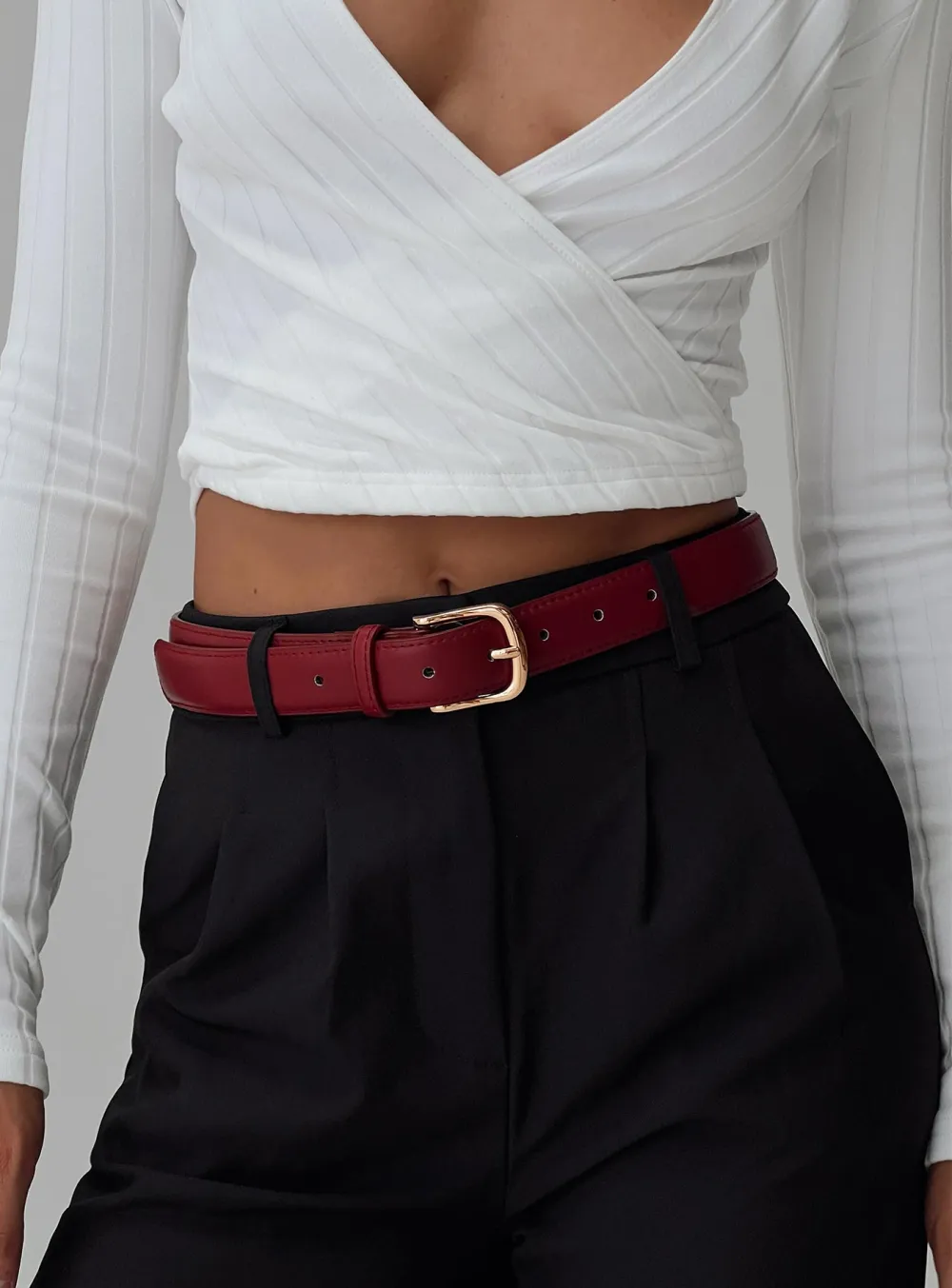 Chic Leather Gold Buckle Belt